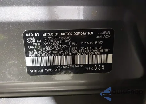 2024 Mitsubishi Outlander Sel 2.5 2Wd z USA, uszkodzony, nr VIN JA4J3WA87RZ042722